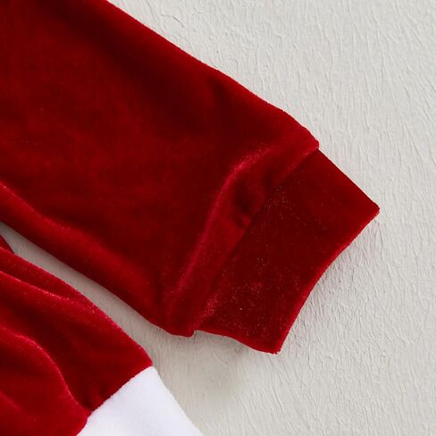 Baby Girl Christmas Outfit Bow Velvet Long Sleeve Romper Dress Newborn Infant Baby Girls Fall Winter Clothes (Red White, 0-3 Months) in Kuwait