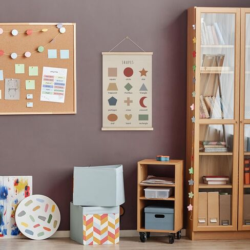 HRQKO Shapes Classroom Decor Poster Hanger Frame, Play Room Wall Decor, Boho Learning Wall Art With Wooden Frames, Educational Wall Hanging Banner Decor for Kids Toddlers Room Homeschool,12x16 Inch in Kuwait