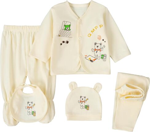 Unisex Baby Clothes 5 Piece Layette Sets Cotton Newborn Clothes Gift Set For 0-3 Months in Saudi Arabia