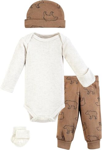 Hudson Baby Unisex Thermal Preemie Layette Set 4pc Long Sleeve Outfit in Kuwait