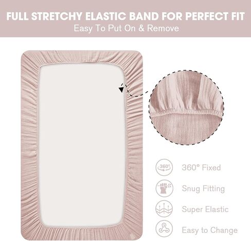 Little Grape Land Muslin Crib Sheets Fitted for Boys and Girls 2 Pack, 100% Cotton Baby Bed Sheets Soft Breathable, Neutral Fitted Baby Mattress Sheets for Standard Crib 52x28, Safari in Kuwait