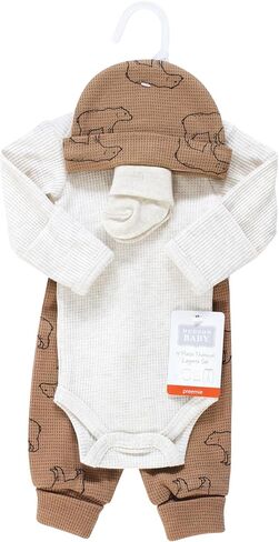Hudson Baby Unisex Thermal Preemie Layette Set 4pc Long Sleeve Outfit in Kuwait