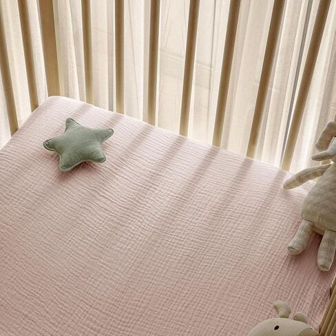 Little Grape Land Muslin Crib Sheets Fitted for Boys and Girls 2 Pack, 100% Cotton Baby Bed Sheets Soft Breathable, Neutral Fitted Baby Mattress Sheets for Standard Crib 52x28, Safari in Kuwait