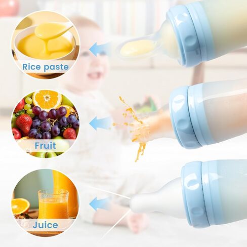 Silicone Baby Bottle Dispenser 3 in 1 with Silicone Dispensing Spoon, Pacifier and Puree Feeding Nipple, Baby Weaning Multi-Functional Feeder in Saudi Arabia