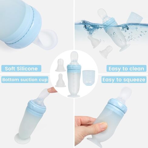Silicone Baby Bottle Dispenser 3 in 1 with Silicone Dispensing Spoon, Pacifier and Puree Feeding Nipple, Baby Weaning Multi-Functional Feeder in Saudi Arabia