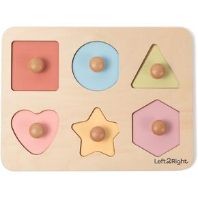 LEFT2RIGHT Wooden Puzzles for Toddlers 2-4 | Montessori Toys for 1-4 Year Olds | Educational Animal Peg Puzzle for Motor Skills & Sensory Learning | Wooden Toddler Puzzles Ages 1-3 Farm Edition