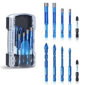 toolant Diamond Drill Bits Set 5PCS, Glass Drill Bits for Drilling Holes in Glass，Procelain,Ceramic and Tile, Tile Drill Bit with 1/4 Inch Quick Change Hex Shank,3/16"-3/8"