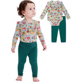 Bamboo Viscose Baby Girls' Clothing for Winter and Fall Long Sleeve Bodysuit and Pants Baby Outfits
