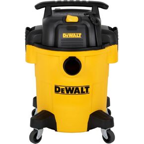 DEWALT Shop Vacuum 6 Gallon 4HP Poly Wet Dry Vacuum Ultimate Cleaning Solution for Construction Workshop Environments for Jobsite Garage Home W/Inflation Ket, Yellow, DXV06PL