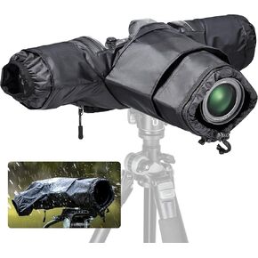 ULANZI RC01 Camera Rain Cover, Small Size Durable Nylon Raincoat Compatible with Canon Sony Nikon DSLR Mirrorless Vlog Camera & Lenses Within 260mm, with Sleeves, Drawstrings, Viewing Window