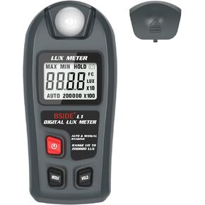 BSIDE Light Meter Digital Illuminance Meter 0.1-200,000 Luxmeter Environment Luminometer Photometer for Plants, Car Headlights, Home & Office LEDs Light Photography