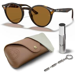 Ray-Ban RB2180 نظارة شمسية مستديرة الشكل مع مجموعة نظارات - ملاءمة عالية - نظارة شمسية كلاسيكية مثالية للمناسبات الرسمية والعادية