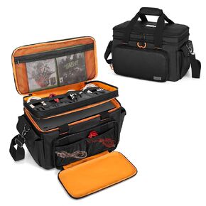 Carrying Case Compatible with Xbox Series X, Double Layer Game Consoles Bag with Large Storage Rooms for Controller and Other Accessories, with Handle Strap and Non-slip Bottom, Black, Bag Only