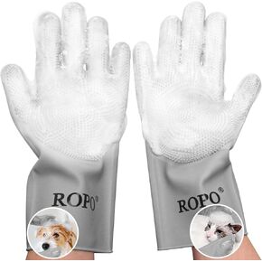 ROPO silicone gloves for pet grooming, multi-functional gloves for pet hair shedding, bathing, and massage (Purple) in Kuwait