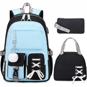 ACESAK Backpacks for Girls, Girls Backpack with Lunch Box and Pencil Case for Teen Kids Elementary Middle High School College Student, Children Backpack Bookbag with USB Charging Port (Pink Purple) in Kuwait