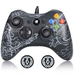 BRHE PC Controller for Gaming, Wired Controller Compatible with Microsoft PC Windows 10/11, Wired Gaming Controller with Good Grip 3D Joystick(Black)