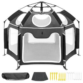 Baby Playpen with UV Canopy, Portable 1-Click Set Up Baby Tent, Toddler Play Yard for Indoor, Outdoor, Foldable Playpen for Beach, Camping, Home, Lightweight Versatile Toddler Tent, with Travel Bag