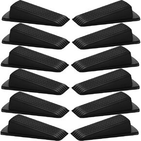 Beieverluck 24 Pack Door Stoppers for Bottom of Door Rubber Door Stop Wedge Sturdy Stackable Door Stops for Floor Wall Carpet Heavy Duty Door, Black