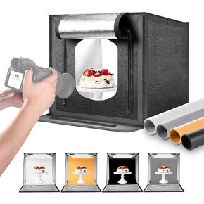 NEEWER Upgraded Photo Studio Light Box, 16"x16" Portable Folding Light Tent Kit with 144 LEDs & 4 Color Backdrops, Dimmable Shooting Tent for Jewelry Electronics Small Items Product Photography, LP40