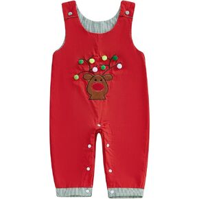 TINXIEA Infant Toddler Baby Girl Boy Christmas Outfit Elk Bib Overalls Suspender Pants Romper Jumpsuit