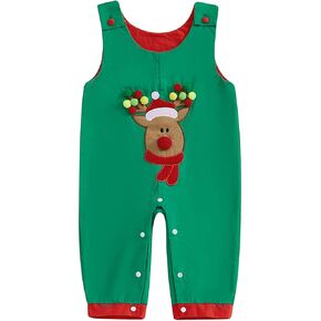 TINXIEA Infant Toddler Baby Girl Boy Christmas Outfit Elk Bib Overalls Suspender Pants Romper Jumpsuit