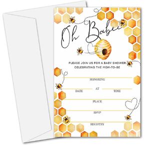 Yuansail Baby Shower Invitation Cards, Fill In Invites Cards, 25 Cards And Envelopes – (bb013-yaoqing)