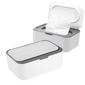 Sibba 2 Pack Wipes Dispenser, Wipe Holder for Baby & Adult, Refillable Wipe Container, Easy Open/Close Wipes Pouch Case, Non-Slip Wipes Box with Sealing Design Lid