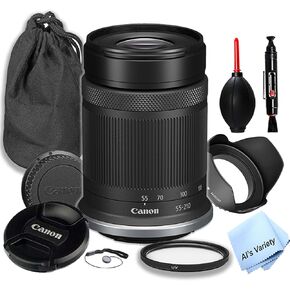 Canon RF-S 55-210mm f/5-7.1 is STM Lens (Canon RF),UV Filter,Lens Pouch,Hood and More (9pc) (Renewed)