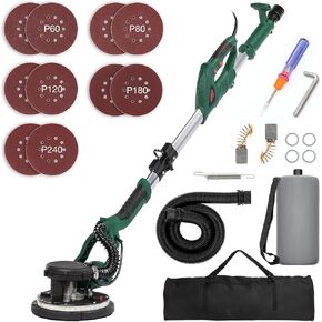 Drywall Sander, 800W Electric Sander with 10 Pcs Sanding discs, 6 Variable Speed 800-1750 RPM Wall Sander with Extendable Handle, LED Light, Long Dust Hose, Storage Bag in Kuwait