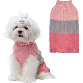 EXPAWLORER Dog Sweater - Large Dog Fall Sweaters for Dogs Girls Boys,Classic Turtleneck Knitwear Dog Clothes for Cold Weather, Cable Knit Dog Outfit,Coat,Pet Apparel Gift(Red&Green,L/XL)