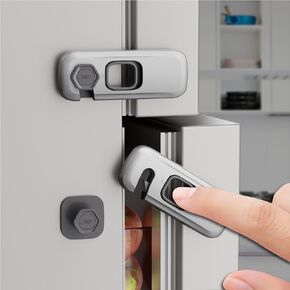 5 Pack Child Proof fridge lock, Baby Proofing Cabinet Locks, Refrigerator Lock and Child Safety Cabinet Lock, for Fridge, Drawers, Oven, Cupboard- Adhesive Installation, No Tools Required (Grey)