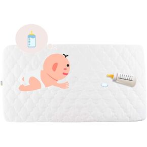 Bamuho 2 Pack Waterproof Pack and Play Mattress Pad, Quilted Mini Crib Mattress Protector for Baby Playpen Playard, Compatible with Graco Pack n Play, Baby Portable Mini Cribs 39" x 27", White