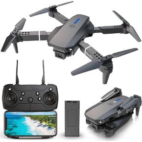 Drone with Camera for Kids, Mini Beginner Drones, Foldable RC Quadcopter, One-Click Take Off/Landing, Headless Mode, 360° Flips, 3-Gear Speeds, 90° Adjustable Lens, Toys Gifts for Boys Girls