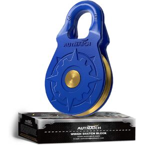 AUTMATCH Winch Snatch Block 18 Ton - Winch Pulley (79,366 Lbs) Break Strength, Heavy Duty Off Road Recovery Towing Pulley Blocks for Synthetic Rope or Steel Cable, Truck, UTV, ATV, Frosted Black