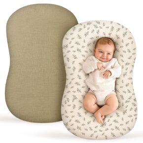 Termichy Baby Lounger Covers for Newborns: Muslin Lounger Pillow Covers Fit for Snuggle Me for Cozy Naps at Home or On The Go – Must Have Baby Nest Lounger Sheets for Toddler Girl Boy 0-12 Months