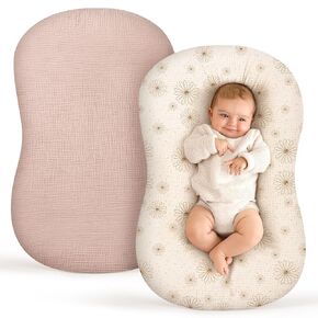 Termichy Baby Lounger Covers for Newborns: Muslin Lounger Pillow Covers Fit for Snuggle Me for Cozy Naps at Home or On The Go – Must Have Baby Nest Lounger Sheets for Toddler Girl Boy 0-12 Months