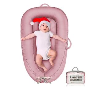 Baby Lounger - Infant Lounger for Newborn 0-24 Months, Pure Cotton Breathable Baby Nest Lounger Cover, Newborn Essentials for Baby Boys & Girls, Co Sleeper Portable Baby Bed for Home and Travel