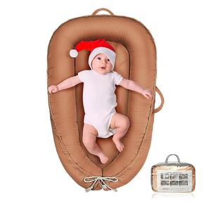 Baby Lounger - Infant Lounger for Newborn 0-24 Months, Pure Cotton Breathable Baby Nest Lounger Cover, Newborn Essentials for Baby Boys & Girls, Co Sleeper Portable Baby Bed for Home and Travel