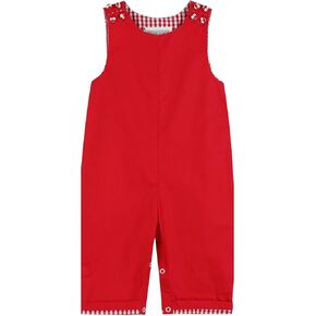 Lil cactus Red Gingham Trim Overalls