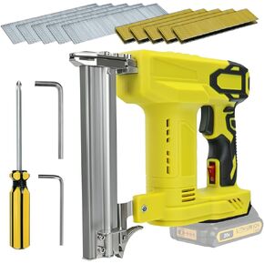 Cordless 18 Gauge Nailer Gun for DeWalt 20V Max Battery, 18 GA 2 in 1 Brad Nailer/Staple Gun with Pack of Nails and Staples Nail Gun for Home Improvement & Woodworking(No Battery)