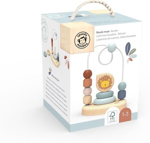 Lion Bead Maze – Fun and Colorful Wire Frame Toy with 7 Soft Beads, Promotes Dexterity, Hand-Eye Coordination, and Color Recognition, Safe Non-Toxic Paint, Perfect for Kids 1-3 Years. in Kuwait