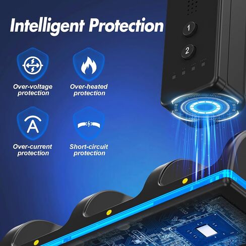 شاحن جهاز التحكم عن بعد لجهاز Wii/Wii U مع 4 عبوات بطارية قابلة للشحن 2800 مللي أمبير في الساعة، محطة شحن 4 منافذ لجهاز تحكم Wii، أجهزة التحكم عن بعد غير متضمنة in Kuwait