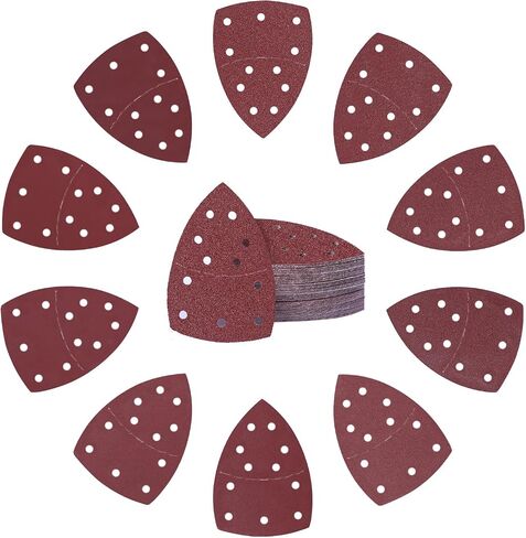 50PCS Mouse Detail Sander Sandpaper Hook and Loop 11-Holes Triangular Sanding Sheets for Mouse Sanders - Mixed Grits Coarse to Fine 40/60/80/100/120/180/240/320/400/600 Grits in Saudi Arabia