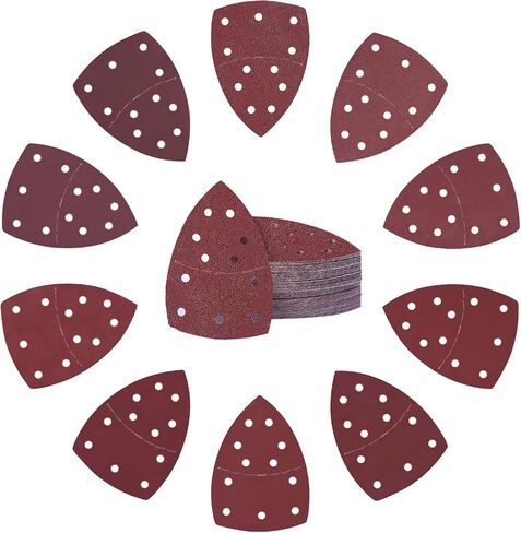 50PCS Mouse Detail Sander Sandpaper Hook and Loop 11-Holes Triangular Sanding Sheets for Mouse Sanders - Mixed Grits Coarse to Fine 40/60/80/100/120/180/240/320/400/600 Grits in Saudi Arabia