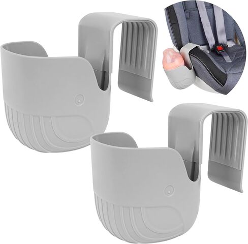 Universal Cup Holder for Car Seats & Baby Strollers, Grey | Hands-free drink & snack organizer for convertible car seats, wheelchairs, bikes & scooters. Easy install, no tools needed. in Saudi Arabia