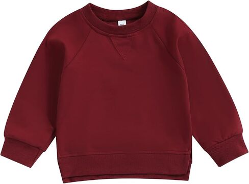 Toddler Baby Boy Girl Clothes Solid Color Crewneck Sweatshirt Long Sleeve Pullover T Shirt Tops Fall Winter Outfit in Saudi Arabia