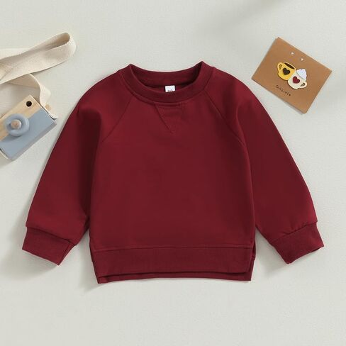Toddler Baby Boy Girl Clothes Solid Color Crewneck Sweatshirt Long Sleeve Pullover T Shirt Tops Fall Winter Outfit in Saudi Arabia