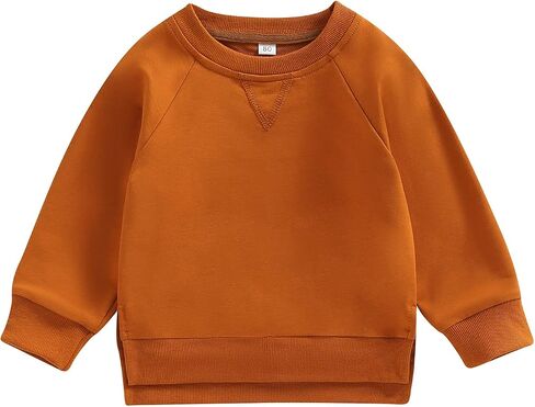 Toddler Baby Boy Girl Clothes Solid Color Crewneck Sweatshirt Long Sleeve Pullover T Shirt Tops Fall Winter Outfit in Saudi Arabia