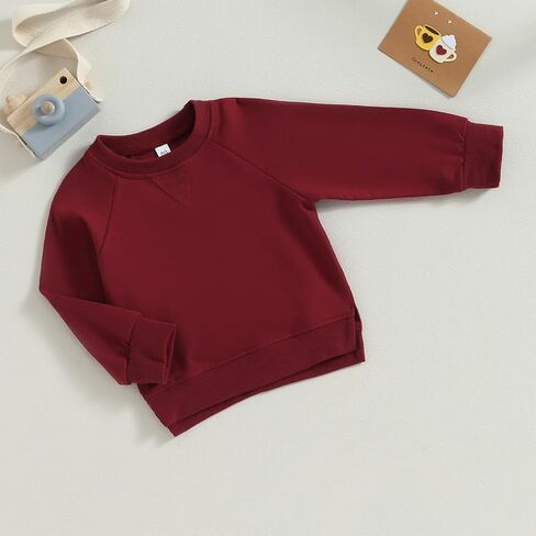 Toddler Baby Boy Girl Clothes Solid Color Crewneck Sweatshirt Long Sleeve Pullover T Shirt Tops Fall Winter Outfit in Saudi Arabia