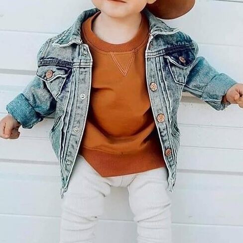 Toddler Baby Boy Girl Clothes Solid Color Crewneck Sweatshirt Long Sleeve Pullover T Shirt Tops Fall Winter Outfit in Saudi Arabia